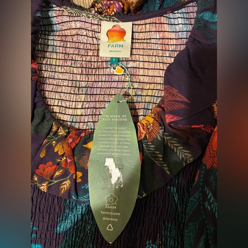 NWT farm rio flower scarves smocked mini dress. SZ M - Picture 5 of 5